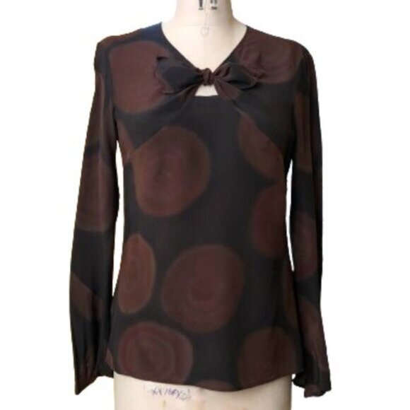 Vintage Alberta Ferretti 100% silk tunic top with collar bow, made in Italy, 8 - Picture 1 of 14